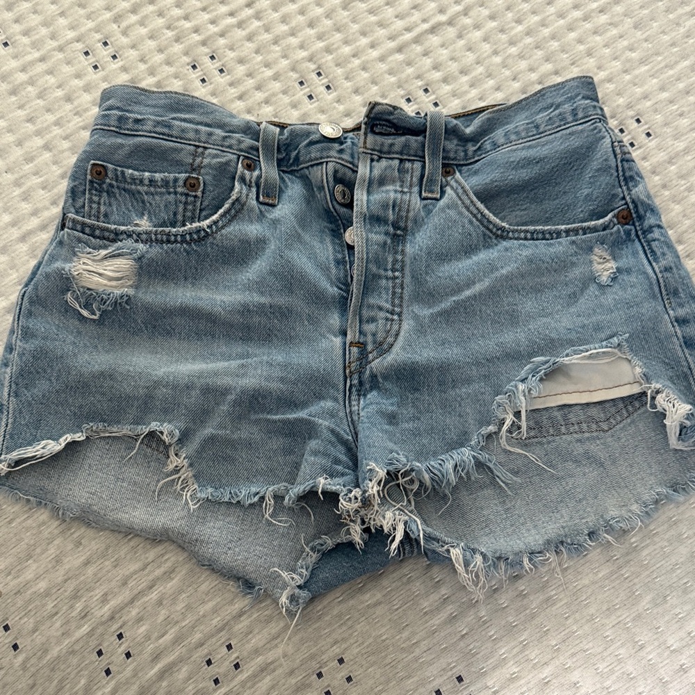Levi's Light Blue Distressed Jean Shorts